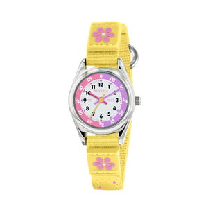 TIKKERS TIME TEACHER YELLOW FLOWER CANVAS STRAP WATCH