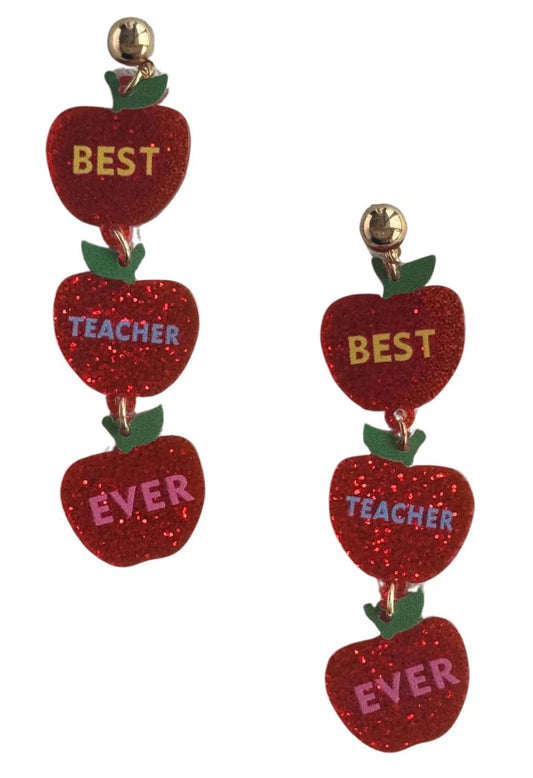 BEST TEACHER EVER APPLE EARRINGS