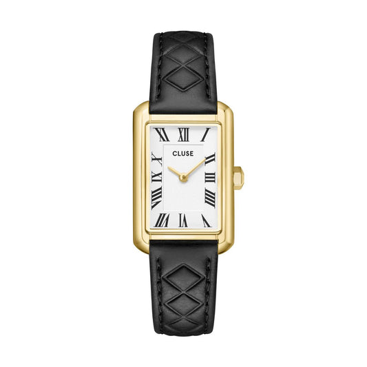 CLUSE BELISENNA GOLD/BLACK QUILTED LEATHER WATCH