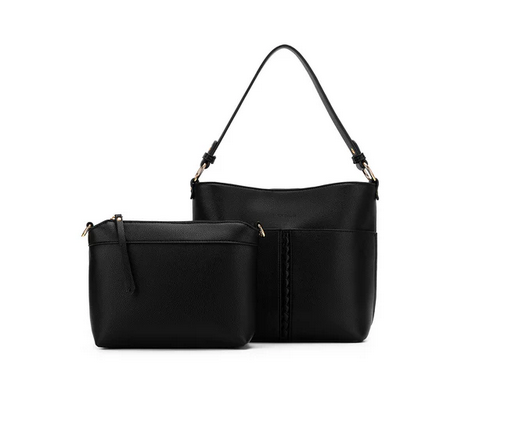 BLACK 2 PIECE SHOULDER CROSSBODY BAG