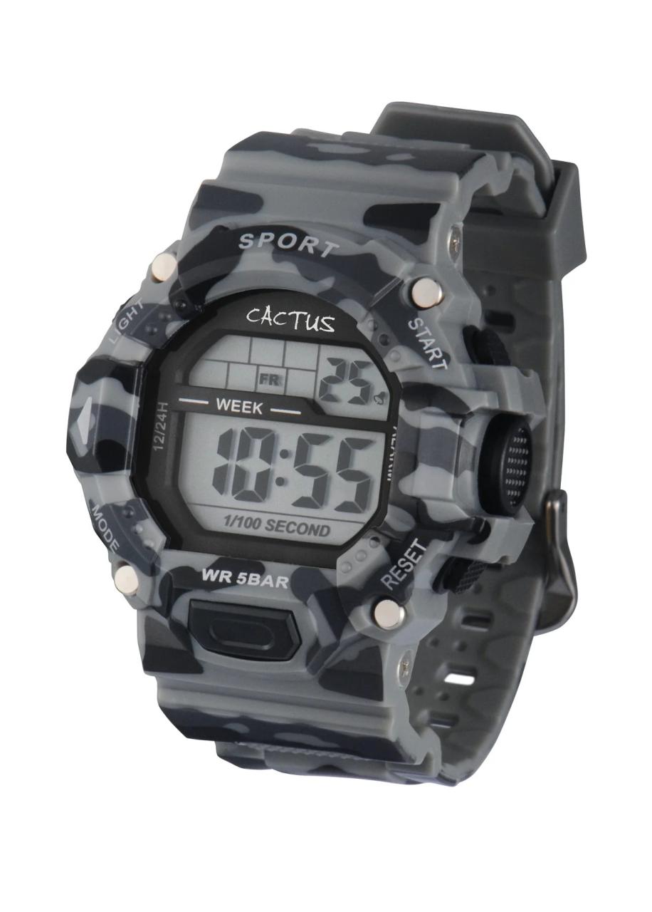 KIDS CAMO DIGITAL WATCH GREY BLACK
