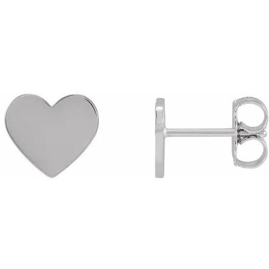 SS 8mm Engravable Heart Earrings