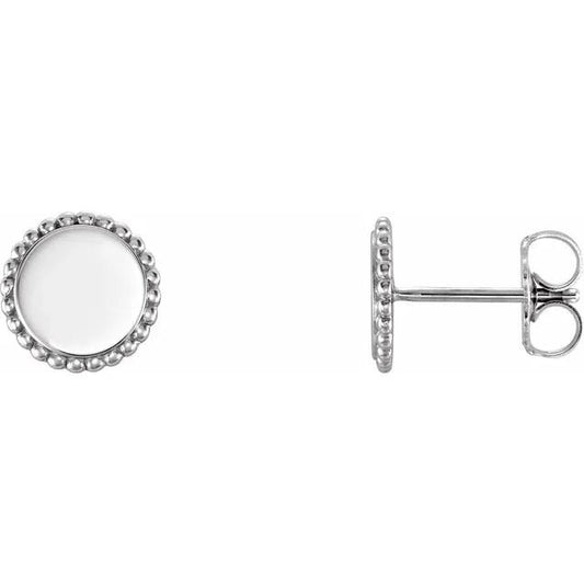 Sterling Silver Engravable Beaded Earrings