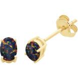 9ct Gold Lab Grown Black Opal Stud Earrings