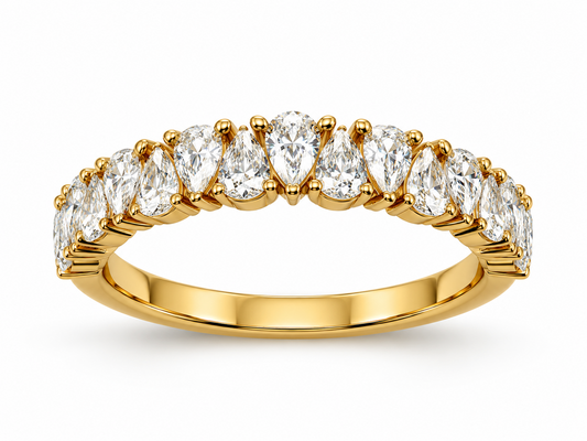 9CT White Gold Ring with Pear Cut Diamonds