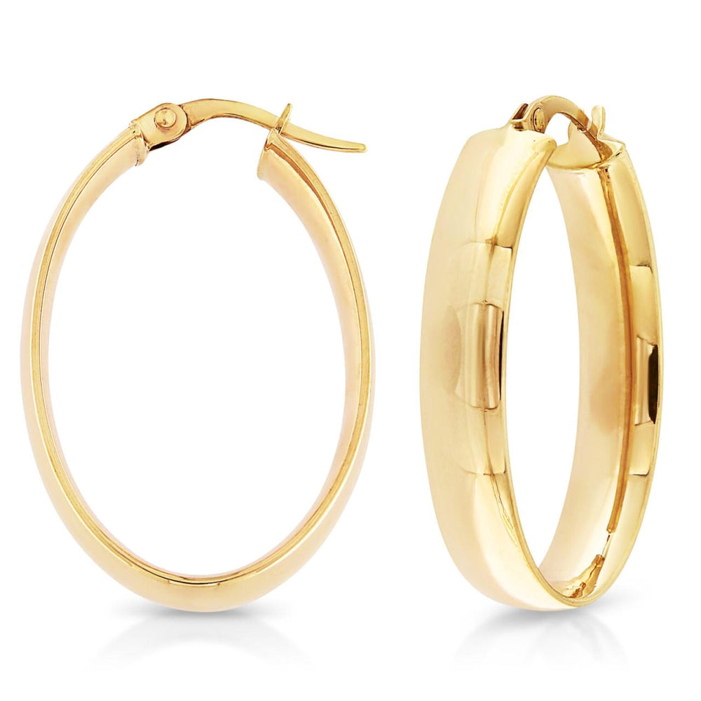 9ct Yellow Gold and Silver Oval Bonded Hoops