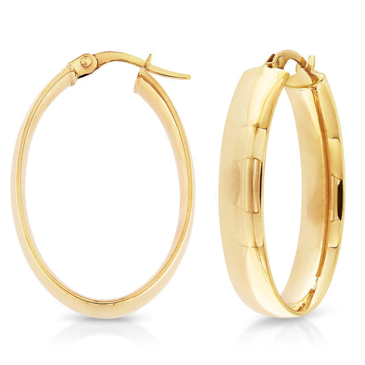 9ct Yellow Gold and Silver Oval Bonded Hoops