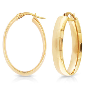 9ct Yellow Gold and Silver Oval Bonded Hoops