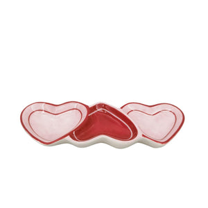 Triple Heart Trinket Dish Pink & Red 20cm