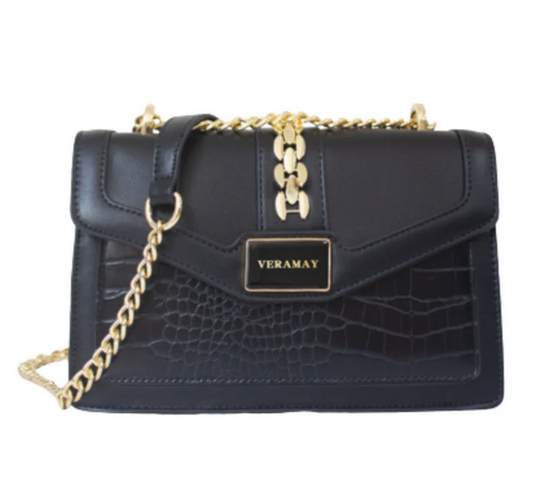 VERA MAY VENDA BLACK VEGAN LEATHER HANDBAG