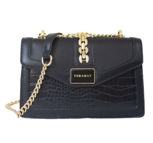 VERA MAY VENDA BLACK VEGAN LEATHER HANDBAG