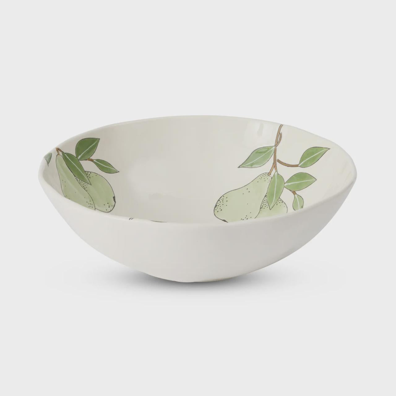 CERAMIC BOWL LARGE HAND PAINTED PEAR