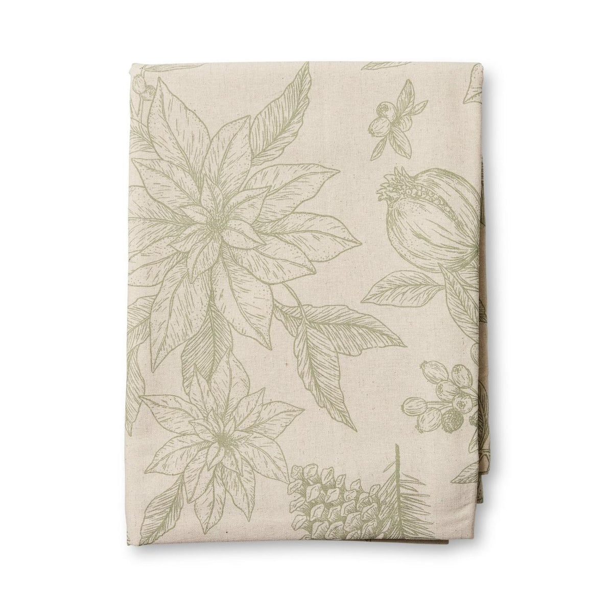 CHRISTMAS  POINSETTIA OLIVE/FLAX TABLECLOTH 150X230CM