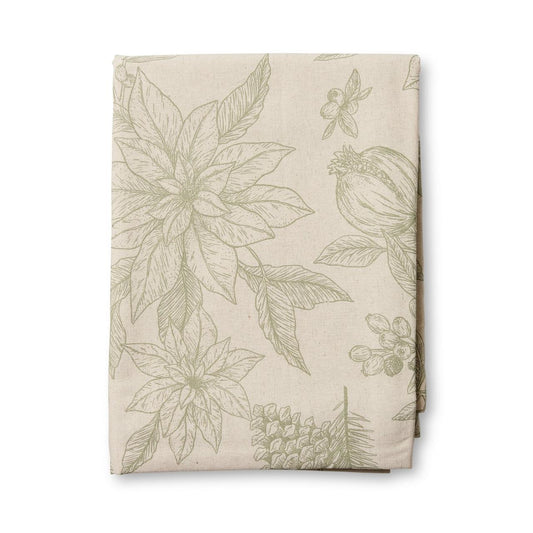CHRISTMAS  POINSETTIA OLIVE/FLAX TABLECLOTH 150X230CM