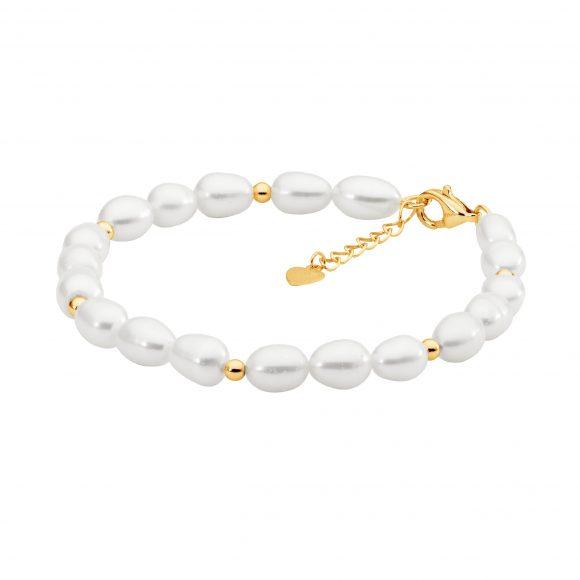 Ellani Collections Freshwater Pearl Bracelet – Gold Plated Sterling Silver