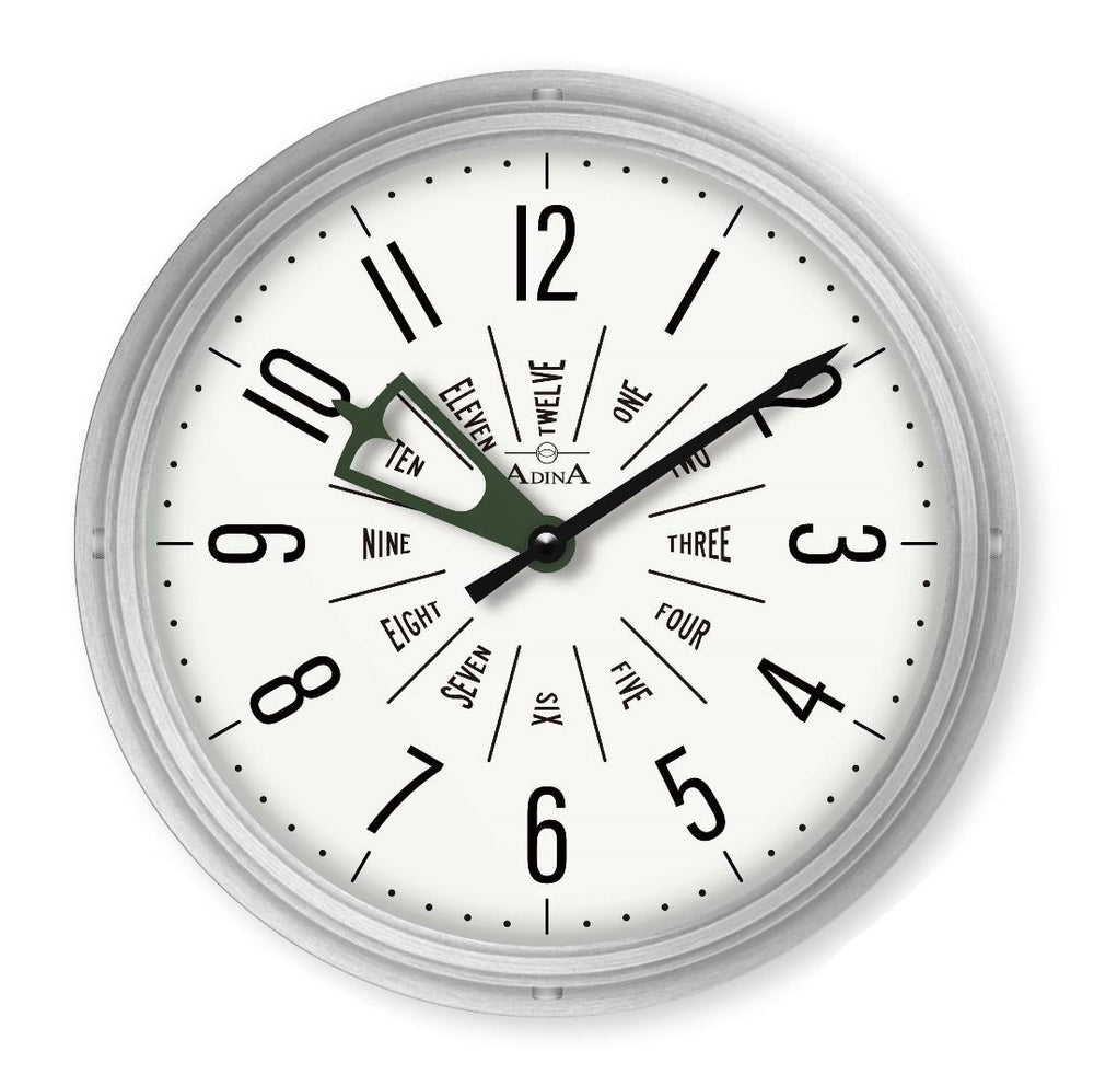 Adina Silver wall clock Wht F/Fig dial