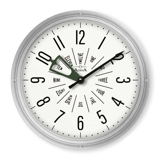 Adina Silver wall clock Wht F/Fig dial