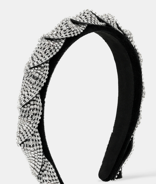 TWIST RHINESTONE HEADBAND BLACK