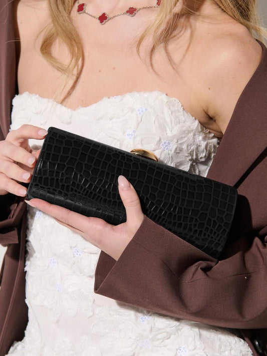 LUSTRE & SAGE Karina Evening Clutch Bag in Black