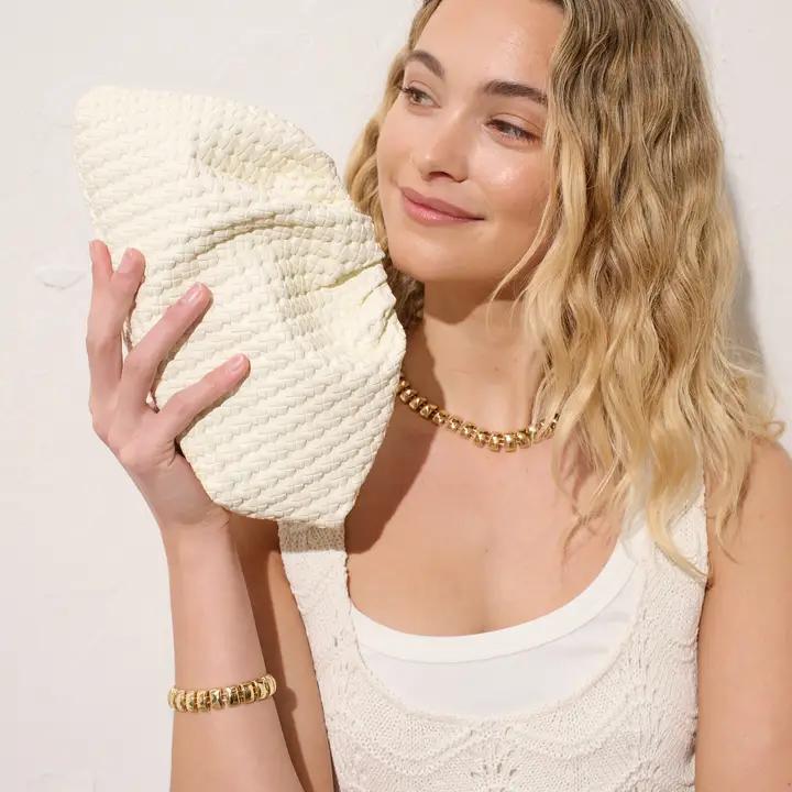 LUSTRE & SAGE Venetia Woven Clutch Bag in White