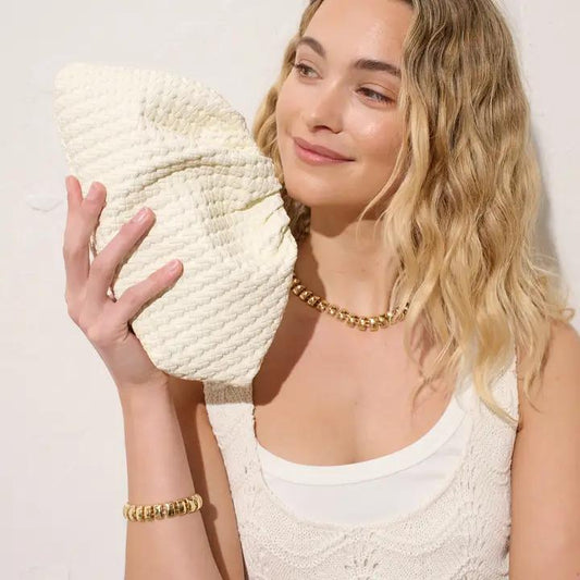 LUSTRE & SAGE Venetia Woven Clutch Bag in White