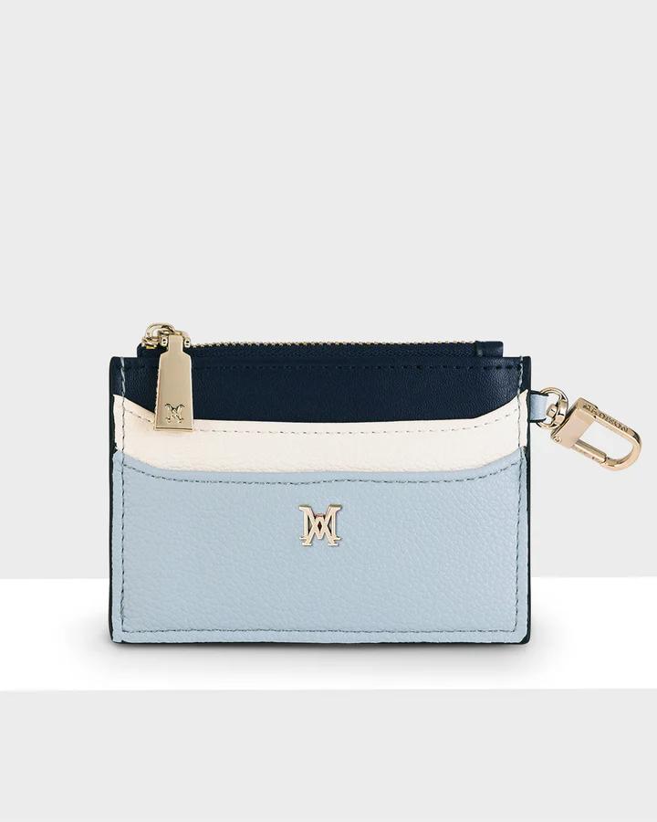 Hannah Zip Card Case Zip Purse Powder Blue/White/Dk Blue