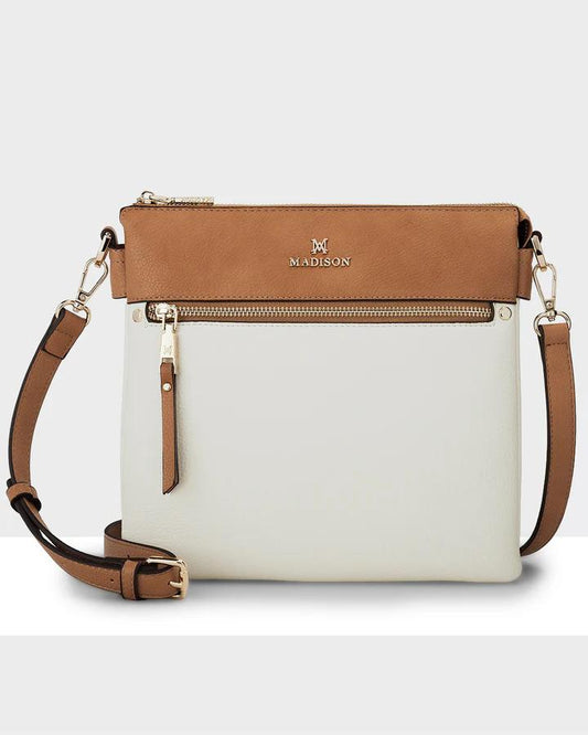 CROSSBODY BAG WHITE/CARAMEL