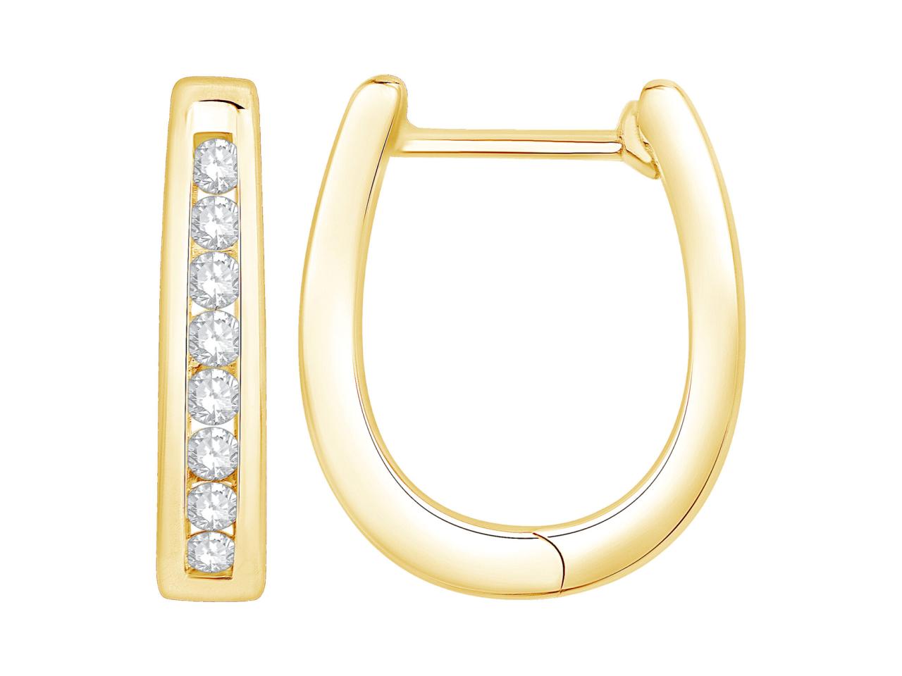 9ct YG Oval Diamond Huggies TDW .25ct