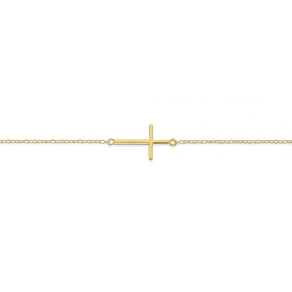 STERLING SILVER GOLD PLATED CROSS BRACELET