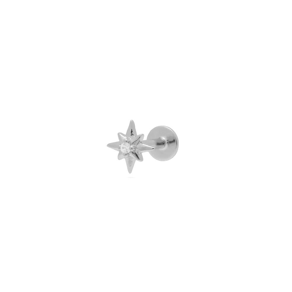 SS FLAT BACK STAR HELIX EARRING