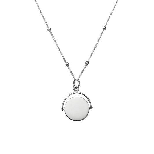 SILVER BALL CHAIN NECKLACE WITH SPINNING DISC