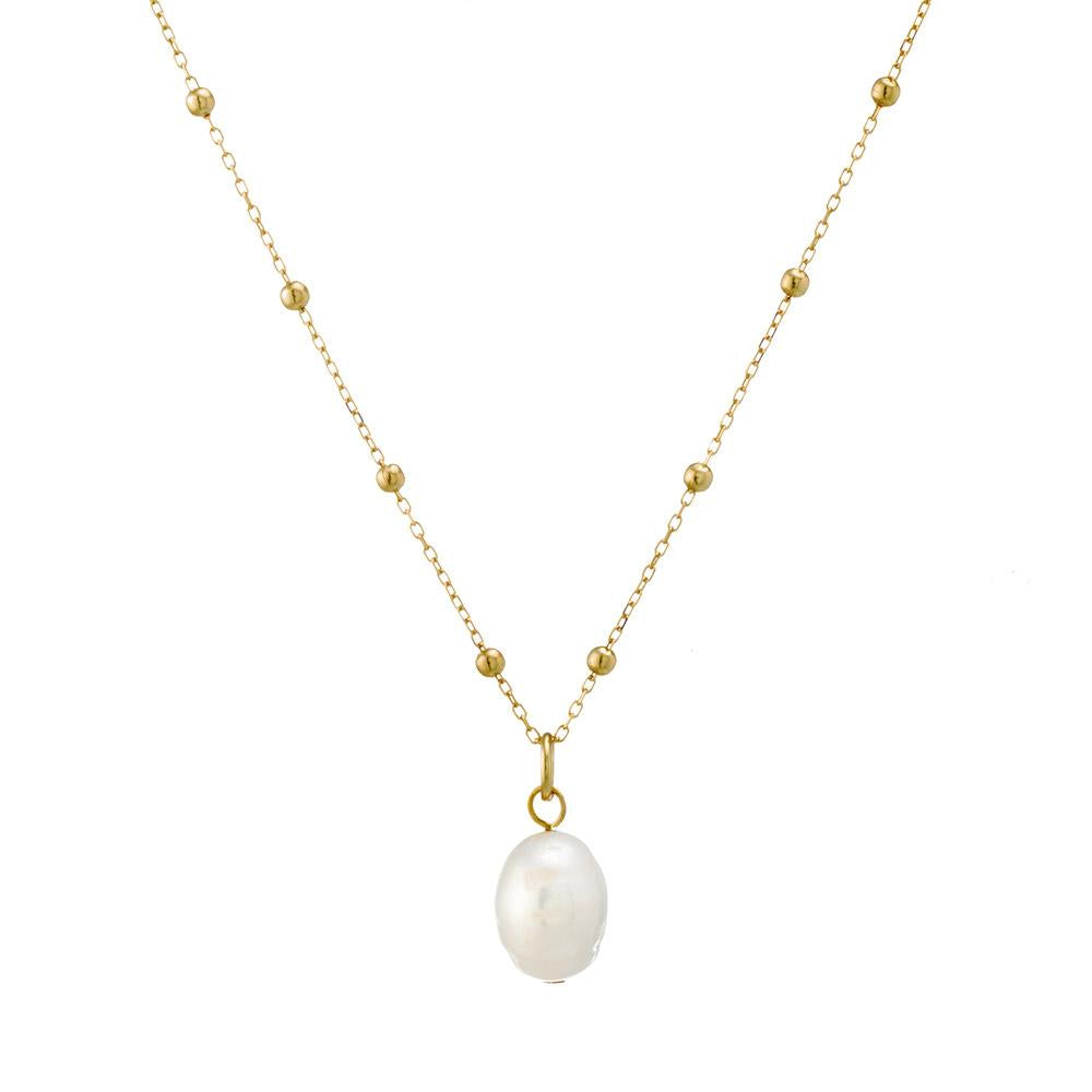 SILVER GP BALL CHAIN WITH PEARL DROP PENDANT