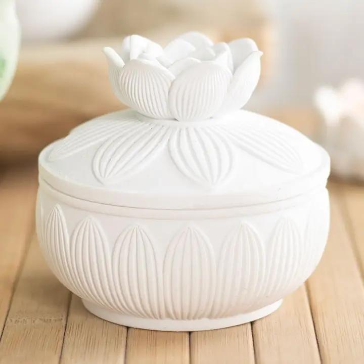 White Lotus Flower Trinket Box1