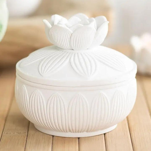 White Lotus Flower Trinket Box1