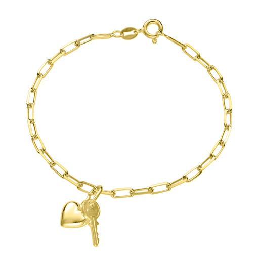 SS GP PAPERCLIP BRACELET WITH KEY AND HEART
