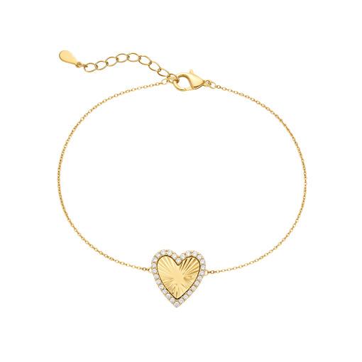 SS GP CZ FRAME HEART BRACELET