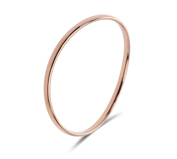 CURVY 14CT ROSE GOLD PLATED STEEL BANGLE