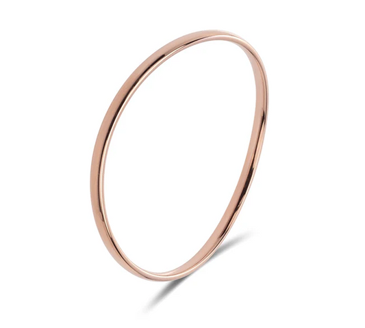 CURVY 14CT ROSE GOLD PLATED STEEL BANGLE