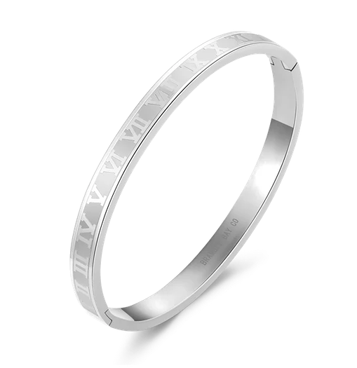 ROMAN NUMERALS STEEL HINGE BANGLE