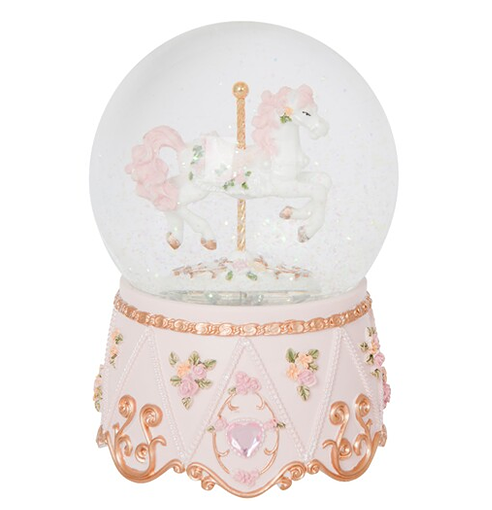 RESIN SNOWGLOBE WITH CAROUSEL HORSE