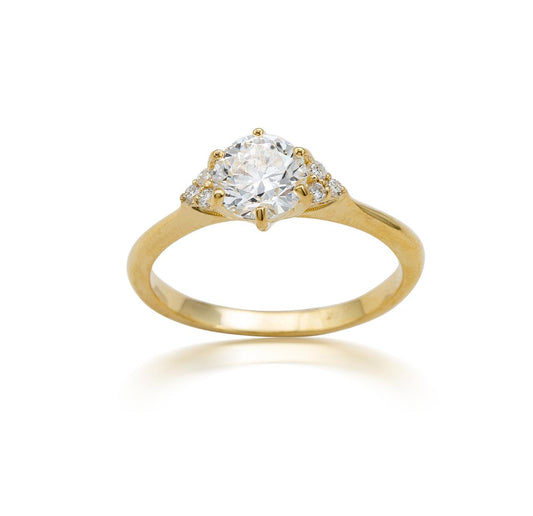 9CT YG ROUND CLUSTER LGD RING