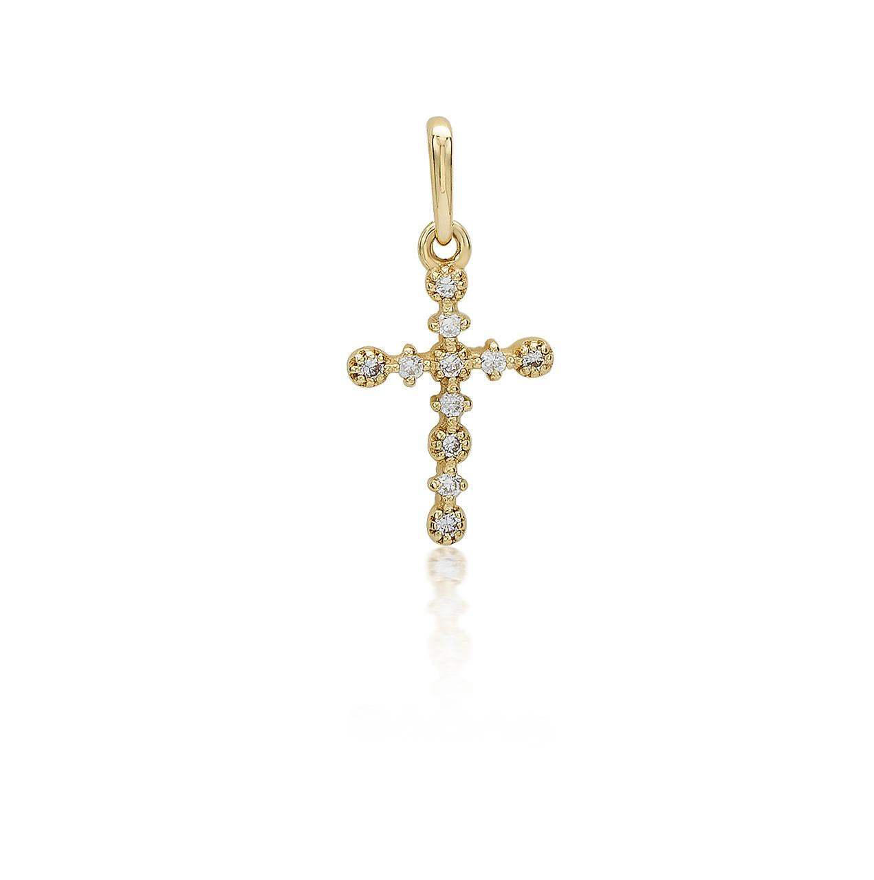 9CT YG LG DIAMOND CROSS PENDANT