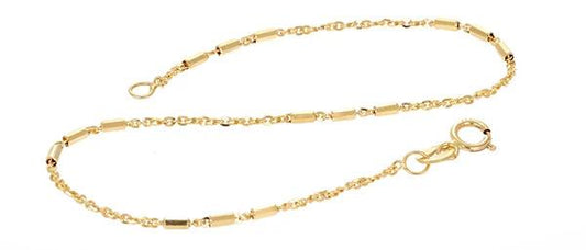 9CT YG TUBE AND CURB NECKLACE