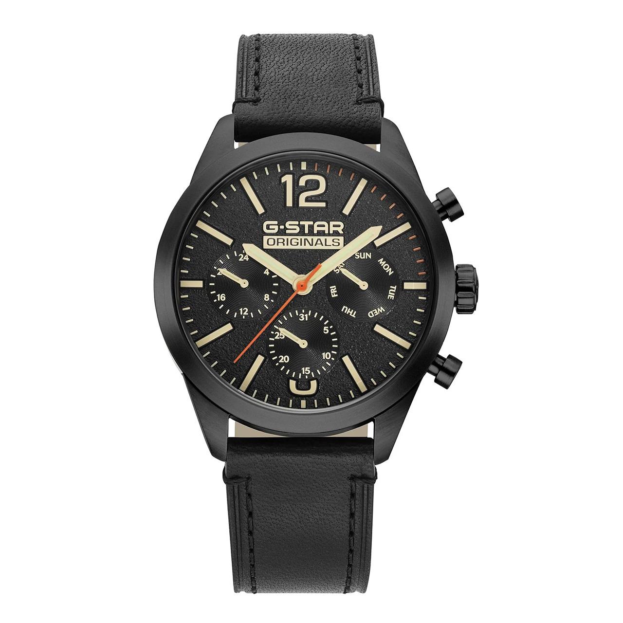 G-STAR ORIGINALS MENS WATCH BLACK LEATHER
