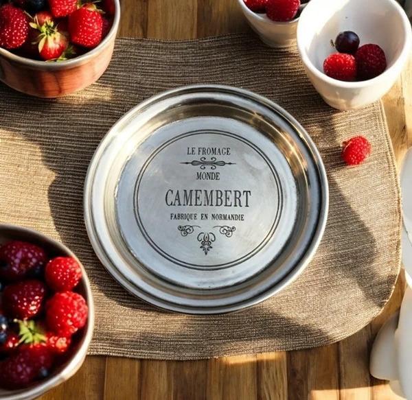 ROUND "CAMEMBERT" STAINLESS STEEL PLATE 18CMX2