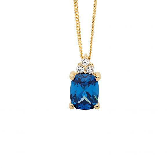 SS GP BLUE AND WHITE CZ NECKLACE