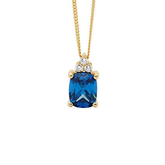 SS GP BLUE AND WHITE CZ NECKLACE