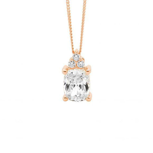 SS RGP CUSHION CUT CZ NECKLACE