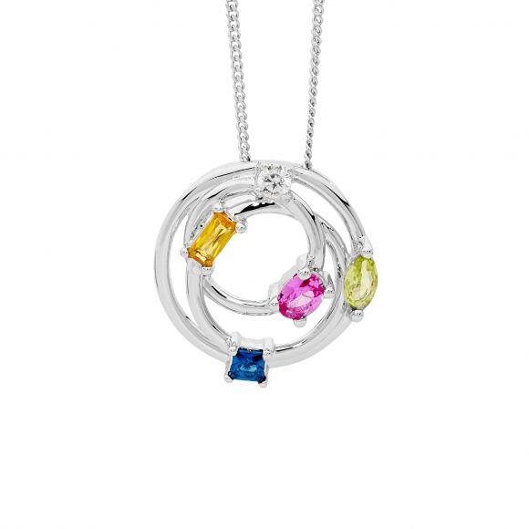 SS ABSTRACT CIRCLES NECKLACE