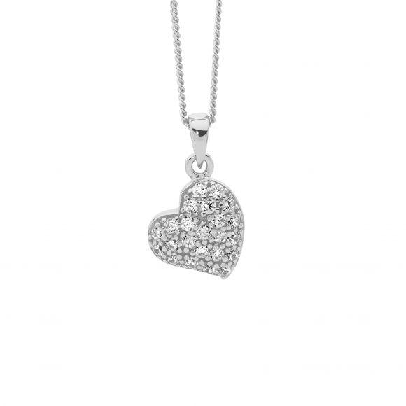 SS PAVE HEART NECKLACE